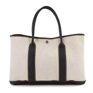 Hermes Garden 36 PM Tote Handbag, Toile H Leather, Natural Marron, □H Stamp, ...
